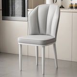 Modern Minimalist Square Metal Nappa Leather Dining Chair Backrest Armless for Dining Room & Kitchen