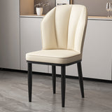 Modern Minimalist Square Metal Nappa Leather Dining Chair Backrest Armless for Dining Room & Kitchen