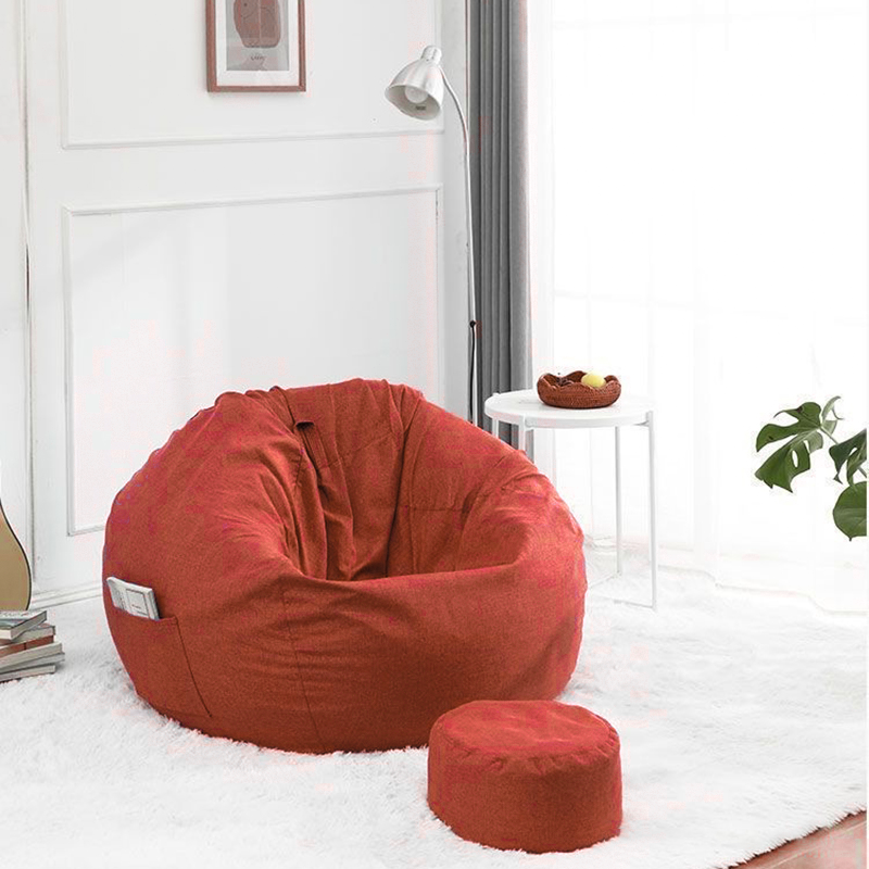 Modern Minimalist Round Cotton-Linen EPS Sofa Backrest & Footrest for Living Room