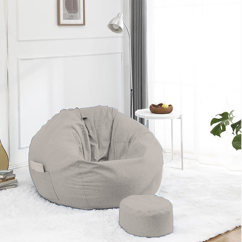 Modern Minimalist Round Cotton-Linen EPS Sofa Backrest & Footrest for Living Room