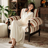 Contemporary Retro Rubberwood Accent Chair with a Square-Rectangular Frame, Cotton-Linen Fabric, and Ergonomic Backrest and Armrests for Living Room