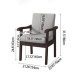 Modern Minimalist Square-Rectangular Rubberwood Desk Chair with Cotton-Linen Upholstery, Ergonomic Backrest & Armrests for Home Office