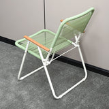 Modern Minimalist Foldable Camping Chair - Square-Rectangular PE Rattan, Beech Wood & Iron Pipe Frame, Woven Backrest & Armrests, Outdoor Use