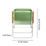 Modern Minimalist Foldable Camping Chair - Square-Rectangular PE Rattan, Beech Wood & Iron Pipe Frame, Woven Backrest & Armrests, Outdoor Use