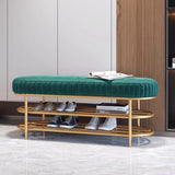 Modern Nordic Ellipse Velvet-Iron 2-Tier Shoe Bench for Living Room