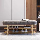Modern Nordic Ellipse Velvet-Iron 2-Tier Shoe Bench for Living Room