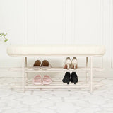 Modern Nordic Ellipse Velvet-Iron 2-Tier Shoe Bench for Living Room