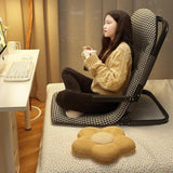Modern Minimalist Foldable Recliner Chair with Iron Frame, Cotton-Linen Upholstery, Square Backrest & Armrests for Living Room
