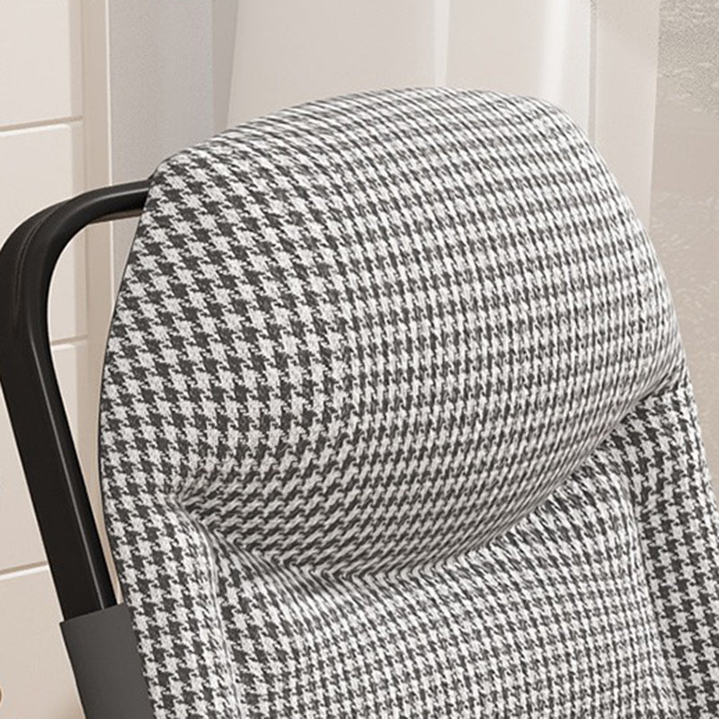 Modern Minimalist Foldable Recliner Chair with Iron Frame, Cotton-Linen Upholstery, Square Backrest & Armrests for Living Room