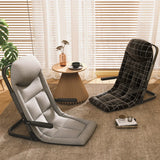 Modern Minimalist Foldable Recliner Chair with Iron Frame, Cotton-Linen Upholstery, Square Backrest & Armrests for Living Room