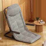 Modern Minimalist Foldable Recliner Chair with Iron Frame, Cotton-Linen Upholstery, Square Backrest & Armrests for Living Room