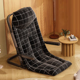 Modern Minimalist Foldable Recliner Chair with Iron Frame, Cotton-Linen Upholstery, Square Backrest & Armrests for Living Room