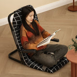 Modern Minimalist Foldable Recliner Chair with Iron Frame, Cotton-Linen Upholstery, Square Backrest & Armrests for Living Room