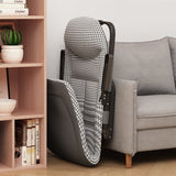 Modern Minimalist Foldable Recliner Chair with Iron Frame, Cotton-Linen Upholstery, Square Backrest & Armrests for Living Room