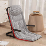 Modern Minimalist Foldable Recliner Chair with Iron Frame, Cotton-Linen Upholstery, Square Backrest & Armrests for Living Room
