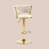 Contemporary Nordic Round Velvet Bar Stool — Iron Frame, Swivel, Height-Adjustable, Backrest, Armless Design for Dining Room & Kitchen