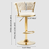 Contemporary Nordic Round Velvet Bar Stool — Iron Frame, Swivel, Height-Adjustable, Backrest, Armless Design for Dining Room & Kitchen
