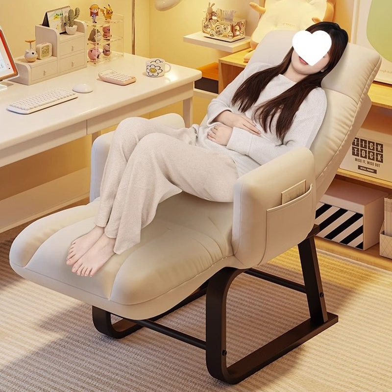 Modern Minimalist Square-Rectangular Corduroy Tech Fabric Recliner with Iron Frame, Backrest & Armrests for Living Room