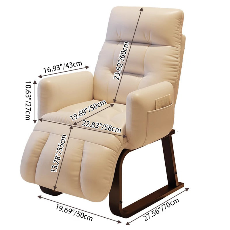 Modern Minimalist Square-Rectangular Corduroy Tech Fabric Recliner with Iron Frame, Backrest & Armrests for Living Room