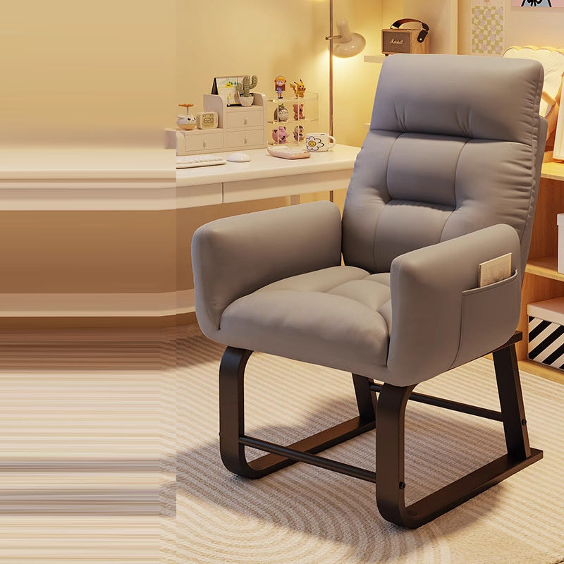 Modern Minimalist Square-Rectangular Corduroy Tech Fabric Recliner with Iron Frame, Backrest & Armrests for Living Room