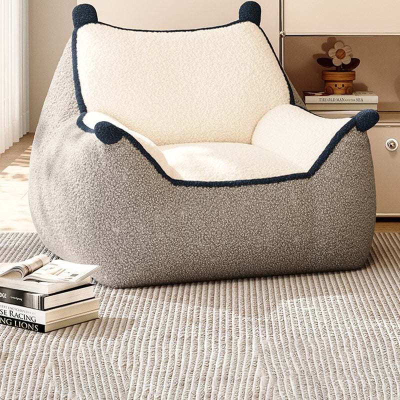 Contemporary Creative Square-Rectangular Lamb Fleece EPS Lazy Sofa with Backrest and Armrests for Living Room