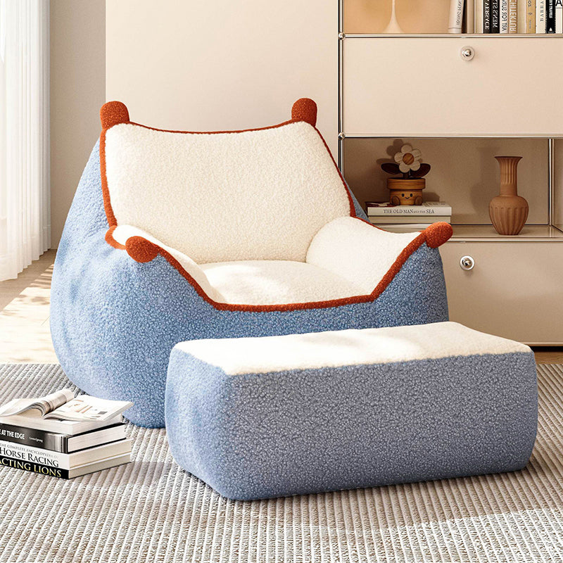 Contemporary Creative Square-Rectangular Lamb Fleece EPS Lazy Sofa with Backrest and Armrests for Living Room