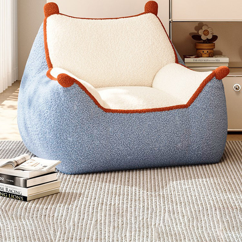 Contemporary Creative Square-Rectangular Lamb Fleece EPS Lazy Sofa with Backrest and Armrests for Living Room
