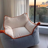 Contemporary Creative Square-Rectangular Lamb Fleece EPS Lazy Sofa with Backrest and Armrests for Living Room