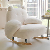 Contemporary Square-Rectangular Lamb Fleece Rocking Chair with Iron Frame, Rubberwood Backrest and Armrests for Living Room