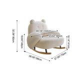 Contemporary Square-Rectangular Lamb Fleece Rocking Chair with Iron Frame, Rubberwood Backrest and Armrests for Living Room