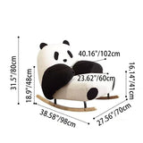 Contemporary Panda-Design Rocking Chair with Lamb Fleece Upholstery, Carbon Steel Frame & Rubberwood Armrests – Modern Living Room Accent