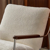 Modern Minimalist Rocking Chair with Removable Backrest and Armrests — Square Rectangular Frame in Chenille, Ash Wood, Stainless Steel, and Saddle Leather for Living Room