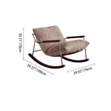 Modern Minimalist Rocking Chair with Removable Backrest and Armrests — Square Rectangular Frame in Chenille, Ash Wood, Stainless Steel, and Saddle Leather for Living Room