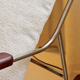 Modern Minimalist Rocking Chair with Removable Backrest and Armrests — Square Rectangular Frame in Chenille, Ash Wood, Stainless Steel, and Saddle Leather for Living Room