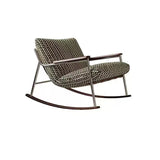 Nordic Contemporary Rocking Chair with Removable Backrest and Armrests – Square-Rectangular Woven Fabric Seat, Ash Wood & Stainless Steel Frame, Living Room Accent