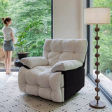 Modern Minimalist Square & Rectangular Manual Recliner in Faux Leather Velvet – Solid Wood & Plywood Frame with Backrest and Armrests for Living Room