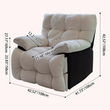 Modern Minimalist Square & Rectangular Manual Recliner in Faux Leather Velvet – Solid Wood & Plywood Frame with Backrest and Armrests for Living Room