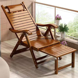 Traditional Chinese-Style Rectangular Bamboo Wood Foldable Recliner with Backrest and Armrests for Living Room