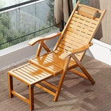 Traditional Chinese-Style Rectangular Bamboo Wood Foldable Recliner with Backrest and Armrests for Living Room