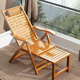 Traditional Chinese-Style Rectangular Bamboo Wood Foldable Recliner with Backrest and Armrests for Living Room