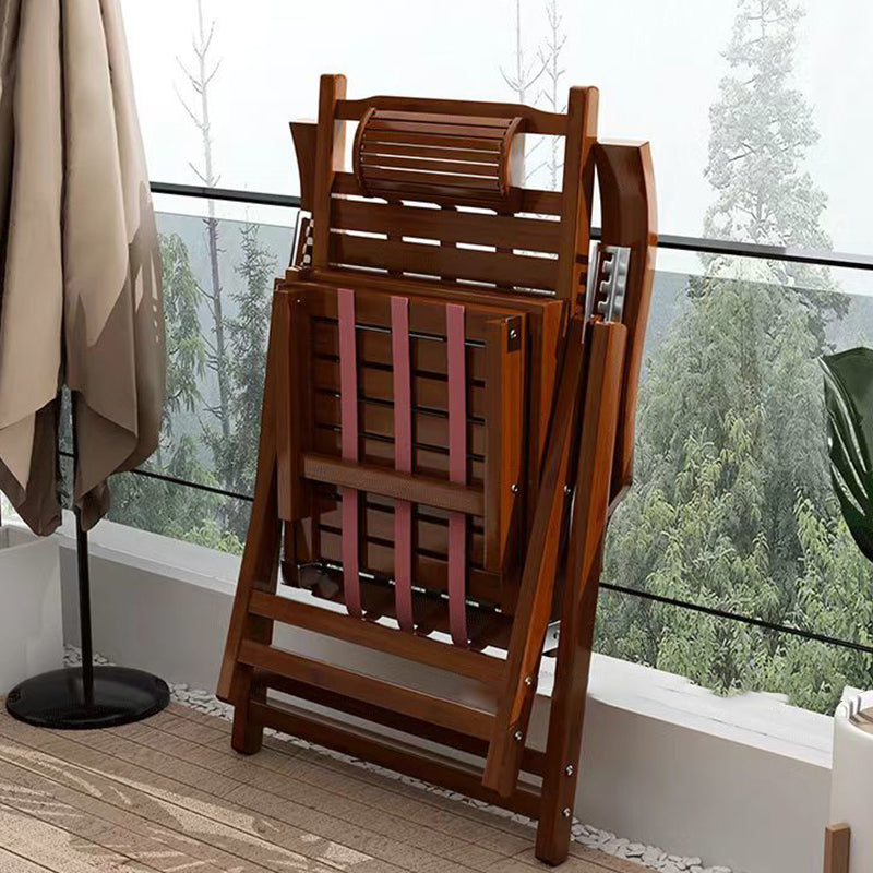 Traditional Chinese-Style Rectangular Bamboo Wood Foldable Recliner with Backrest and Armrests for Living Room