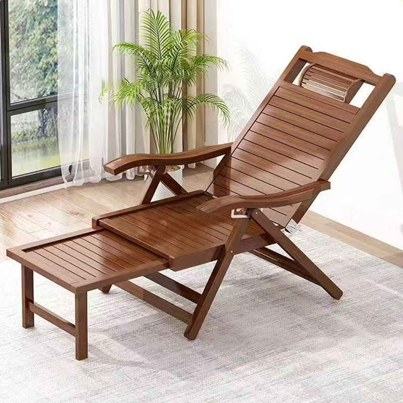 Traditional Chinese-Style Rectangular Bamboo Wood Foldable Recliner with Backrest and Armrests for Living Room