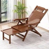 Traditional Chinese-Style Rectangular Bamboo Wood Foldable Recliner with Backrest and Armrests for Living Room