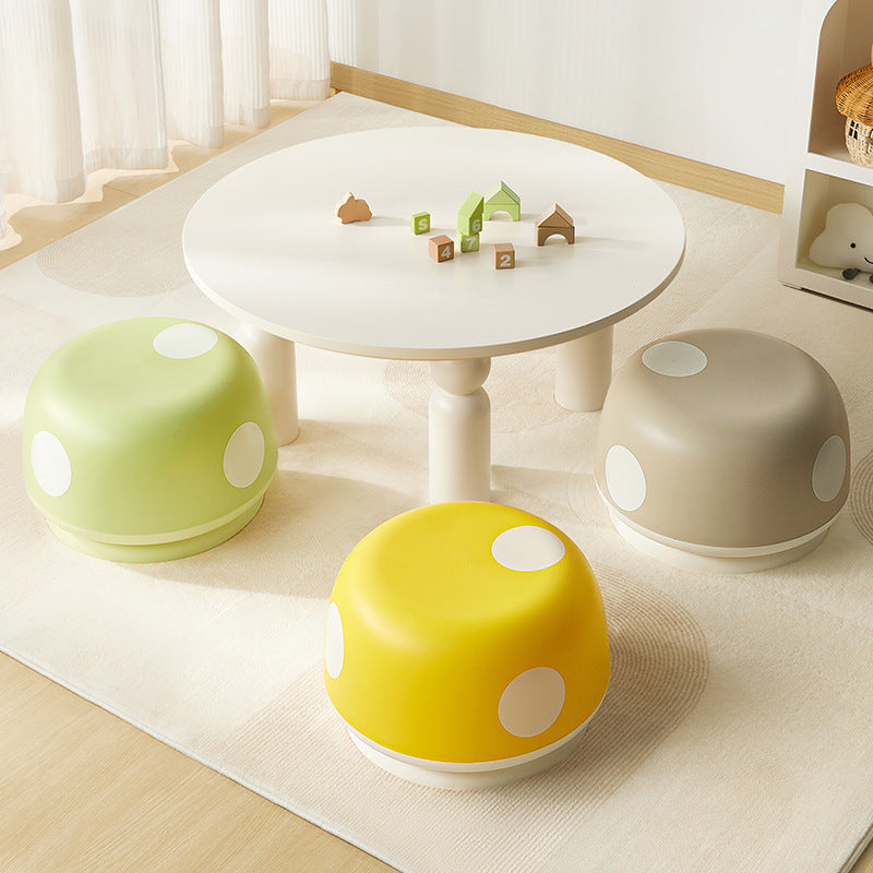 Contemporary Kids Mushroom-Shape Stool – Round, Low, Stackable, PP Plastic for Entryways, Living Rooms, and Bedrooms