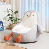 Contemporary Kids' Accent Chair — Avocado- and Penguin-Shaped, Lambswool Upholstery, Armless Backrest for Living Room