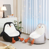 Contemporary Kids' Accent Chair — Avocado- and Penguin-Shaped, Lambswool Upholstery, Armless Backrest for Living Room