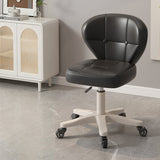 Ergonomic Adjustable Desk Chair with Contoured PU Leather Foam Cushioned Seat, Iron Frame, Backrest and Armrests – Modern Home Office