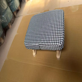 Contemporary Scandinavian Wooden Stool with Fabric Cushion — Rectangular Low Entryway Seat