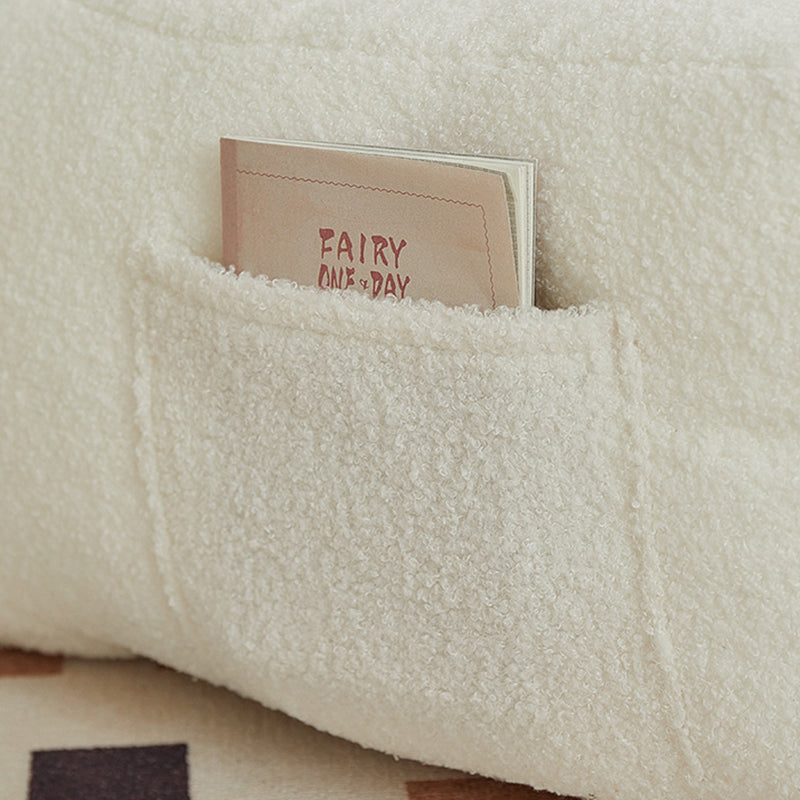 Contemporary Kids' Square Armrest & Backrest with Storage Pocket – Lambswool Fabric, EPS Foam, Cute Ear Design, Ideal Living Room Sofa Accessory