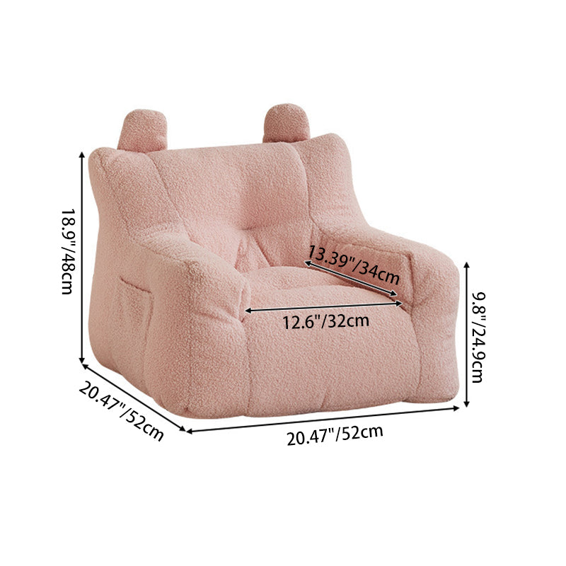 Contemporary Kids' Square Armrest & Backrest with Storage Pocket – Lambswool Fabric, EPS Foam, Cute Ear Design, Ideal Living Room Sofa Accessory
